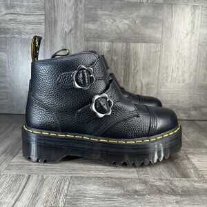 Dr. Marten's Devon Flwr Women's size 9 Black Leather Double Strap Shoes